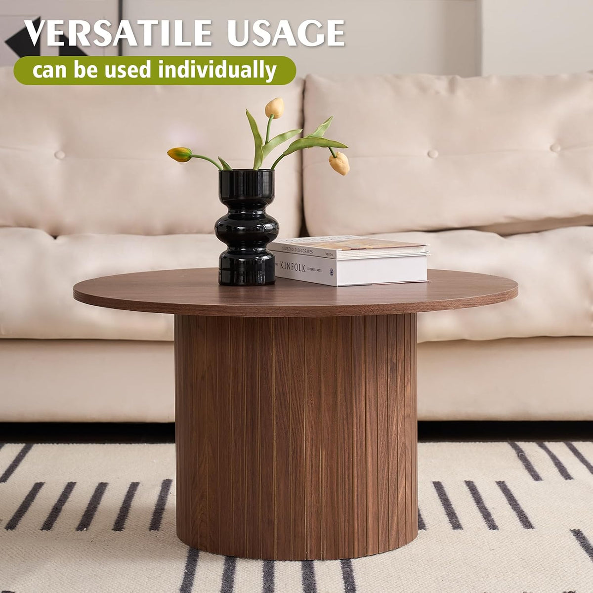 Round Nesting Coffee Table Set of 2 for Small Spaces | Modern style, suitable for living rooms, wooden
