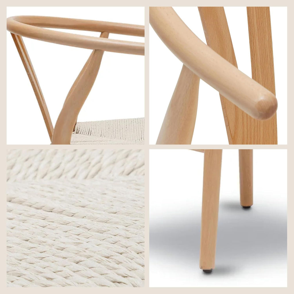 POLY & BARK Weave Dining Chair – Mid-Century Modern Wishbone Dining Chair with Arms, Solid Wood Frame, Indoor Use – Oak – Single - Ideal for Dining Room, Kitchen, or Stylish Accent Setting