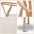 POLY & BARK Weave Dining Chair – Mid-Century Modern Wishbone Dining Chair with Arms, Solid Wood Frame, Indoor Use – Oak – Single - Ideal for Dining Room, Kitchen, or Stylish Accent Setting