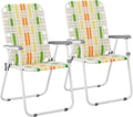 Outvita Webbed Lawn Chairs Set of 2, Foldable Metal Patio Chairs Stable Steel Outdoor Chair for Camping, Fishing, Beach, Poolside, Backyard and BBQ