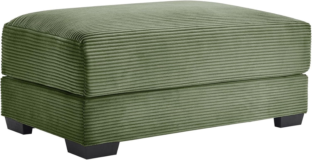 mikibama Corduroy Upholstered Ottoman Bench for Living Room,46" x 33" Sofa Ottomans,Modern Sofa Stool,Serves as Extra Seating Bench in Bedroom,Entryway (Green, Ottoman)