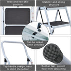 SOLADDER 1-Step Ladder Folding Step Stool with Anti-Slip Sturdy and Wide Pedal Stepladder Multi-Use for Home and Kitchen Space Saving (White)