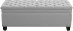 WUTUTUEE 51" Fabric Storage Ottoman Bench, Upholstered Rectangle End of Bed Storage Ottoman Tufted Living Room Bedroom Bench with Safety Hinge, Solid Wood Legs, Loads 500 lb(Light Grey)