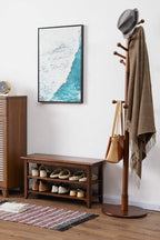 XKZG Shoe Rack Bench Wooden Shoe Storage Bench Entryway Bench, Brown, 23.6" | Rubber wood, Shoe Bench for Entryway, Living Room, Bedroom, Balcony, 23.6"W x 11.8"D x 16.5"H