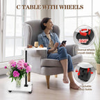 C Table Side Table End Table Adjustable Height，C Shaped End for Couch，Snack Tables,360°Swivel TV Tray Sofa Table， For Small Spaces，Side Tables living room and bedroom for Sofa, Bed,Chair(White)