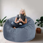 3 Feet Bean Bag Chair, Memory Foam Filled, Removable Cover, Bean Bag Chairs for Adults and Teens, Grey