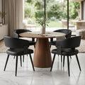 Dining Chairs Set of 4, Modern Upholstered PU Leather Kitchen & Dining Room Chairs with Curved Open Back Metal Legs, Kitchen Chairs for Dining Room Restaurant (Black, Set of 4)