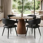 Dining Chairs Set of 4, Modern Upholstered PU Leather Kitchen & Dining Room Chairs with Curved Open Back Metal Legs, Kitchen Chairs for Dining Room Restaurant (Black, Set of 4)