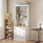 Vyre 71" Farmhouse Kitchen Pantry Cabinet, White Freestanding Coffee Bar Hutch with Drawers & Adjustable Shelves, Large Storage Cabinet with Microwave Stand for Living Room & Kitchen