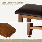 Shoe Bench with Leather Cushion,Wood Bench with Shoe Rack,2-Tier Shoe Storage Organizer for Entryway,Hallway,Living Room (2-Tier-23.6", Rubberwood)