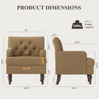 MALOL Upholstered Accent Chair Set of 2, Comfy Reading Chair for Living Room, Mid Century Modern Armchair with Thick Cushion & Solid Rubberwood Legs, for Bedroom/Small Spaces, Brown