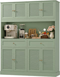 HIFIT 71“HX55“W Large Pantry Cabinet for Food Storage, Farmhouse Kitchen Hutch with Storage Drawers, Tall Kitchen Pantry Cabinet with Microwave Stand for Dining Living Room, Green