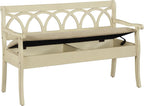 OSP Home Furnishings Coventry Solid Wood and Veneer Storage Bench, Antique White