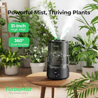 Homvana 3.6L Cool Mist Humidifiers for Bedroom, Large Room, Home, House, Office, Living Room, 34H Top Fill Easy to Clean Small Humidifier for Plants indoor, Grow Tents, Greenhouse, Filterless (Black)