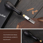 Diudus Leather Edge Beveler Tool, French Skiver, Wide Mouth Leather Edge Bevelers Skiving 8mm, Leather Edge Trimmer Crafting Tools with Wooden Handle for DIY Leather Craft