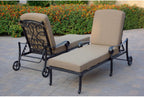 Darlee Santa Monica 3 Pc Cast Aluminum Chaise Lounge Set w/ 24 Inch Table & in Antique Bronze/Sesame