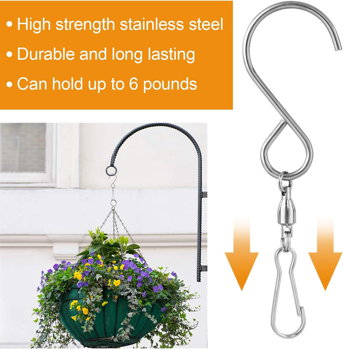 KUUQA Swivel Hooks Clips for Hanging Wind Spinners Wind Chimes Crystal Twisters Party Supply(6 Pack)