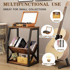 MULKHOME 3-Tier Accent End Table with Magazine Holder Shelf, Metal Frame, Scratch-Resistant Top, Small Bookcase, Sofa Side Table for Living Room, Bedroom,Side Table with Book Storage