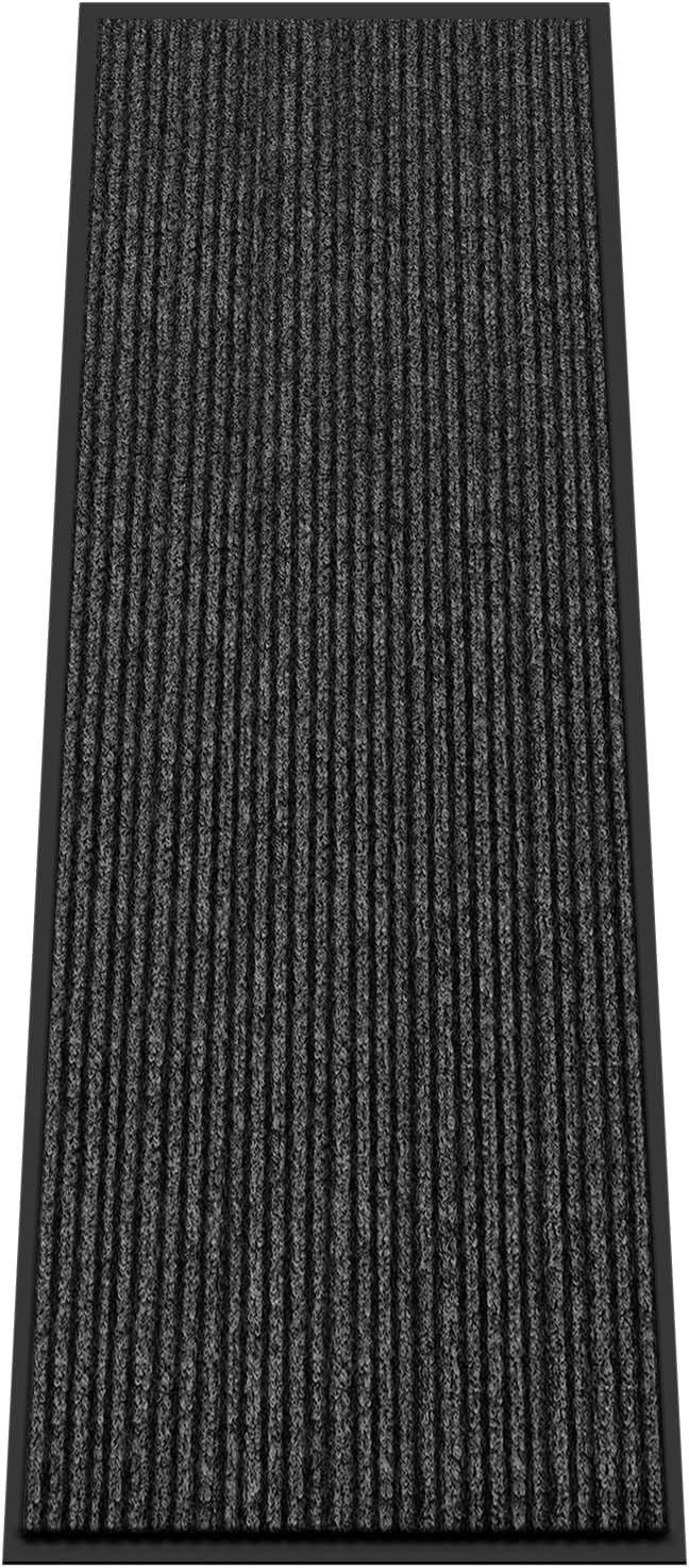 Kuyal Front Door Mat, 2'x6' Indoor Outdoor Entrance Mat, Commercial Floor Mats Inside Outside Entrance, Heavy Duty Durable Welcome, Rubber Backing Non Slip Outdoor Mats for Entryway,Black