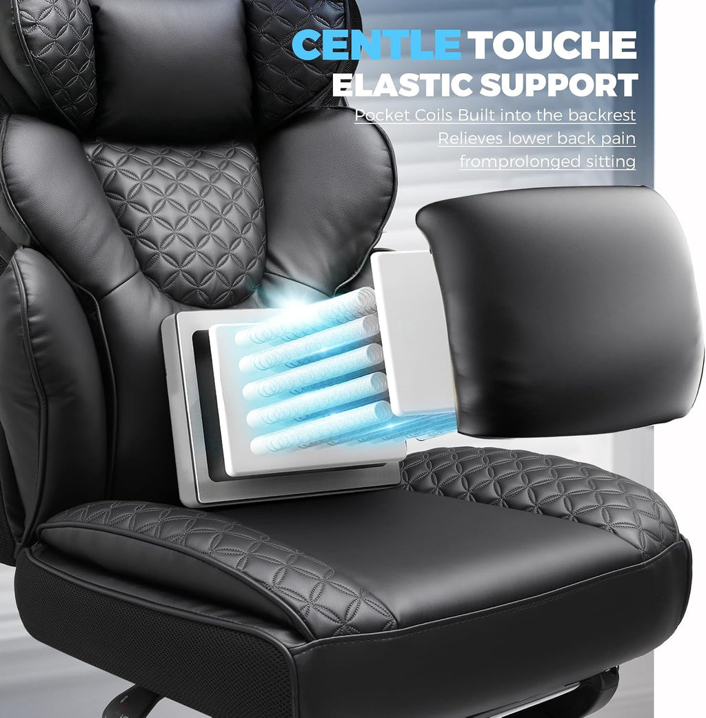 GTPLAYER Big and Tall Gaming Chair Ergonomic Heavy Duty Office Chair Racing Seat with Adjustable Lumbar Pillow Footrest 150° Reclining Thickened Armrests Breathable Mesh for Esports/PC Gaming