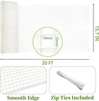 PotatoLife Plastic Wire Mesh Fence, Balcony Fence for Baby and Pets, Safety Fence, Stair Protector, Poultry, Garden, Tree Support, Durable Material, Free Zip Ties (White, 15.7'' x 20')