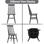 DUHOME Windsor Dining Chairs Set of 6 Wood Dining Room Chair Slat Back Kitchen Room Chair Side Chair (Black, 6 PCS)
