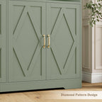HOSTACK 55" W Pantry Cabinet, 71" Tall Kitchen Hutch Storage Cabinet, Green | Farmhouse Hutch Cabinet with 2 Independant Countertops, 4 Large Storage Cabinets with Shelves / Accent Doors for Dining Room