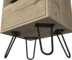 Nightstand 22" H, One Open Shelf, Single Door Cabient, Hairpin Legs, Light Oak,for Small Spaces