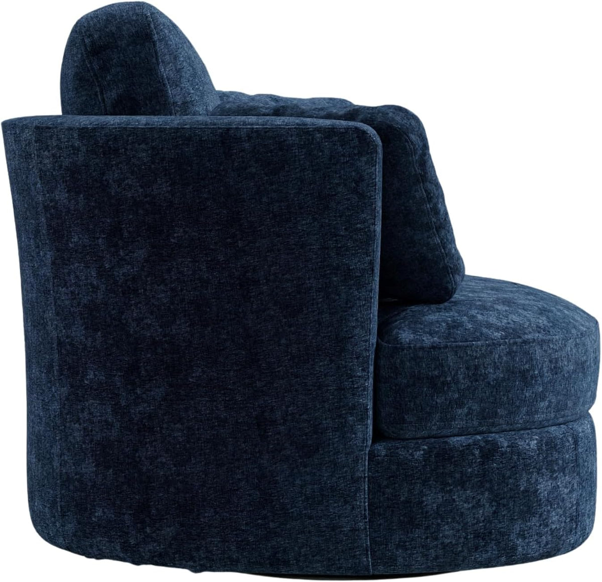 40.6''W Swivel Accent Barrel Chair, Chenille Upholstered Round Single Couch Sofa with 3 Pillows for Living Room, Apartment, Bedroom (Blue)