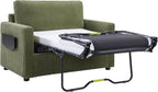 Twin Size Sofa Bed 47.2" Sleeper Sofa Loveseat Sofa with a Foldable Mattress, a Foldable Side Table, a Side Storage Pocket and Two USB Ports for Living Room, Green