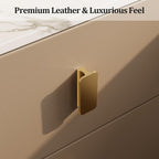 AQIMUELE Narrow Nightstand with Drawers, Narrow Side Table Leather, Small Bedside Tables for Bedroom. (Beige)