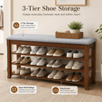 SolidWood Entryway Shoe Rack Storage Bench, Flip-Top Soft-Close Lid, 39.4'' | 550 lbs Max Load, Adjustable Shelves, Cushioned Entryway Shoe Organizer for Closet, Hallway, Foyer