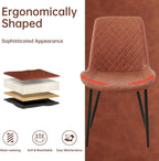 PU Leather Dining Chairs Set of 6, Modern Armless Dining Room Chairs, Comfy Upholstered Kitchen Chairs with Backrest, Black Metal Legs for Living Room, Dinning Room, Brown