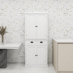 71.61" Kitchen Pantry Cabinet, Tall Storage Cabinet with 4 Doors and 1 Drawer, Freestanding Wood Kitchen Cabinet Cupboard with Adjustable Shelves for Kitchen, Dining Room, Living Room, White A