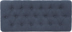 Homepop Home Decor | Tufted Ainsley Button Storage Ottoman Bench with Hinged Lid | Ottoman Bench with Storage for Living Room & Bedroom, Blue Woven