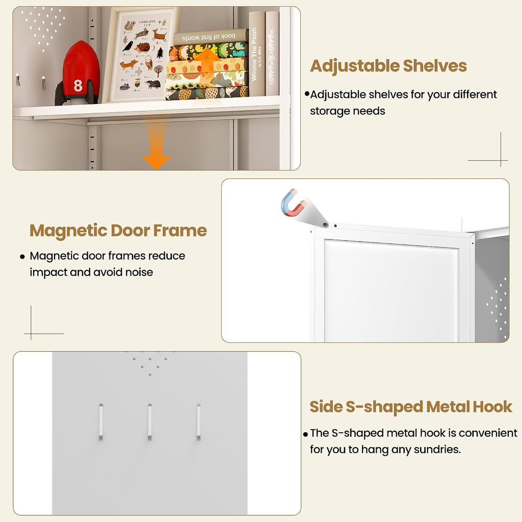Kitchen Pantry Cabinet, 72" Tall White Metal Storage Cabinet, Kitchen Storage with 2 Doors and 5 Adjustable Shelves, Freestanding Cupboard for Living, Dining Room and Bathroom,Assemble Required