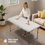 Folding Table 4 Foot - 2-Position Adjustable Height, Heavy Duty 400 lbs Capacity - Portable Tables Folding for Camping, Party, Indoor & Outdoor Use, 1 Pack