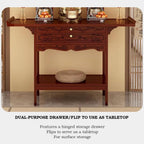 Chinese Meditation Buddhist Cabinet with Drawer Storage | Personal Shrine Stand Prayer Tables For Bedroom, Living Room, Office, Entryway(Walnut,120x33cm/47.2x12.9in)