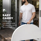 EconoHome 4 Ft Round Portable Folding Table – Heavy-Duty White Plastic, Seats 6, Folding for Space-Saving Storage & Transport – Ideal for Indoor/Outdoor Dining, Parties, Events, and More