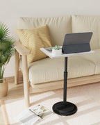 Small Side Table, Height Adjustable Nightstand, Square Indoor Metal Plant Stand, for Living Room, Bedroom, Office, Bathroom, 1 Pack, White, GBZ001RW-1