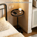 Small Round Side Table for Small Spaces, Pedestal Drink Table with Non-Slip Feet, Martini Table No-Tool Assembly for Living Room, Bedroom, Narrow Corners, Sofa, Bathroom