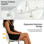 Round Dining Table Set for 6, 47" Clear Tempered Glass Table with Sliver Metal Legs and 6 Transparent Acrylic Chairs, Compact Modern Kitchen Table Set for Small Space Dining Room (Sliver)