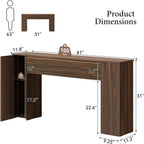FABATO 61” Fluted Long Console Table with 2 Hidden Storage Cabinets, Walnut | Wooden Rectangular Sofa Table, Behind the Couch, Narrow Entryway Table for Entrance, Hallway, Living Room, Foyer