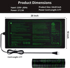 Upgrade 20" x 10" Durable Waterproof Seedling Heat Mat with ETL Certified, Warm Hydroponic Heating Pad for Germination,Indoor Plant Gardening and Cutting, Brewing and Seed Starting Greenhouse