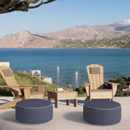 DYTXIII Inflatable Ottoman Stool D21 xH9 for Outdoor/Indoor Use, Water Repellent Patio Foot Rest Stool with Portable Handle,Round Pouf Ottoman Suitable for Garden,Deck and Camping - Textured Navy