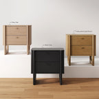 Nathan James Solace Mid Century Modern 2 Drawer Nightstand with Solid Wood Frame and Rounded Details, Raw Oak Set of 2