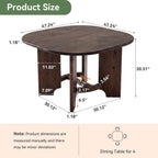 Solid Wood Square Dining Table for 4, 47.24-Inch Farmhouse Kitchen Dinner Table, Sturdy Rustic Dining Room Furniture, Table Only, Walnut