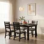 COLAMY Modern Dining Chairs Set of 4, Breathable Fabric Kitchen Chairs with High-Resilience Cotton Padding, Ergonomic Solid Wood Legs Accent Seating for Living Room 250LBS,Black