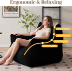 Vipbear Bean Bag Chair for Adults, Chair with Memory Foam | 35.5" Corduroy Beanbag Washable, Cozy Fluffy Chair with Pocket & Handle, Ergonomic Bedroom Sofa Chair for Gaming, Reading