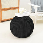 Pouf Ottoman Stuffed Round Modern Foam Filled Foot Rest Poufs for Living Room Chair Decorative 20 X 14 Inches Boho Relax Stool for Wedding Christmas Party, (Black, 20 Inch)